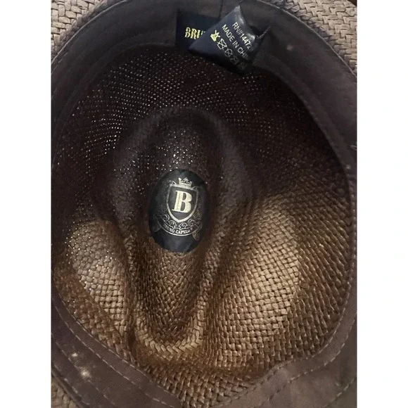 NWT Bruno Capelo Men's Straw Fedora Hat XL Brown w/‎ Feather – 7 1/4-7 3/8 - Picture 4 of 5